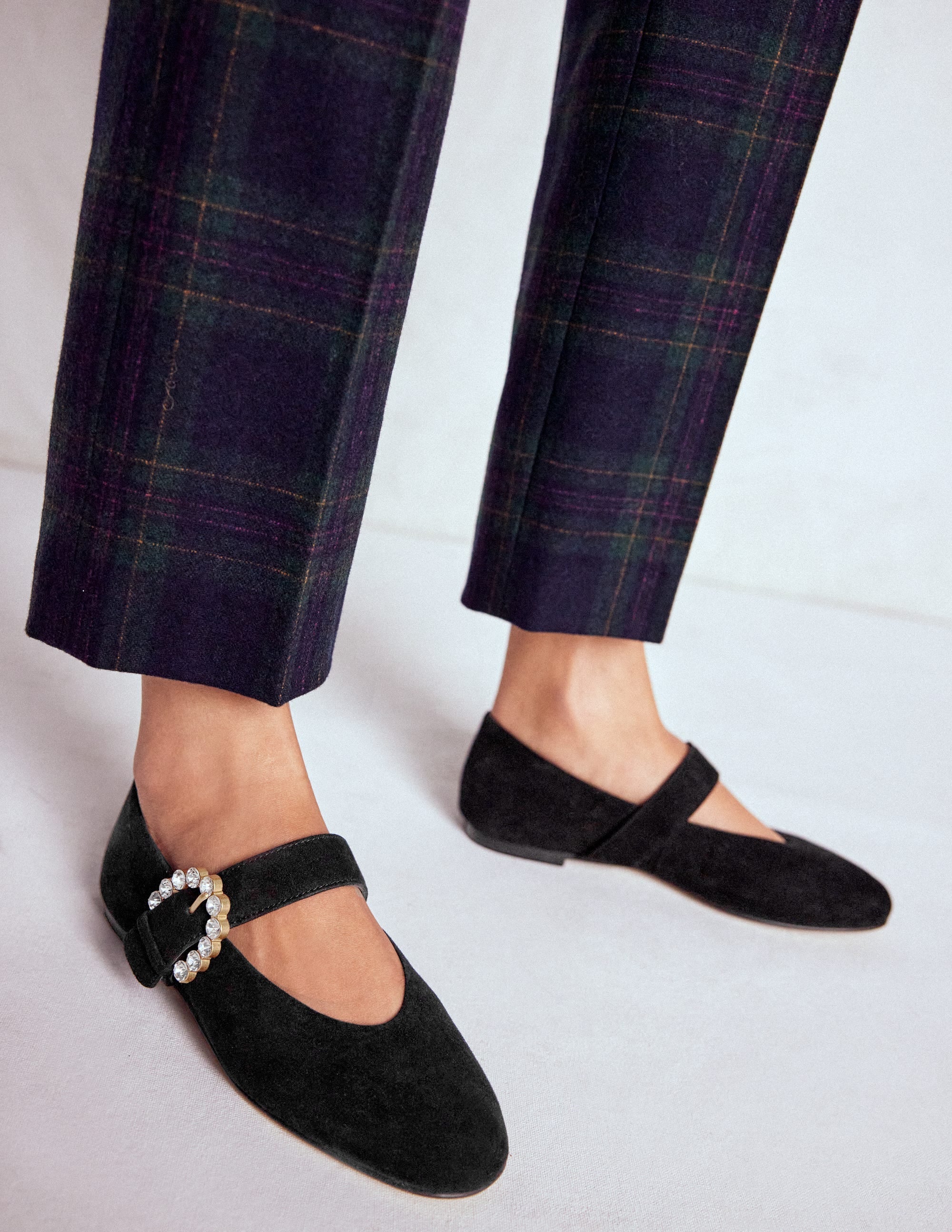 Kylie Flat Buckle Mary Janes-Black