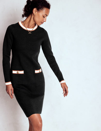 Holly Knitted Shift Dress-Black
