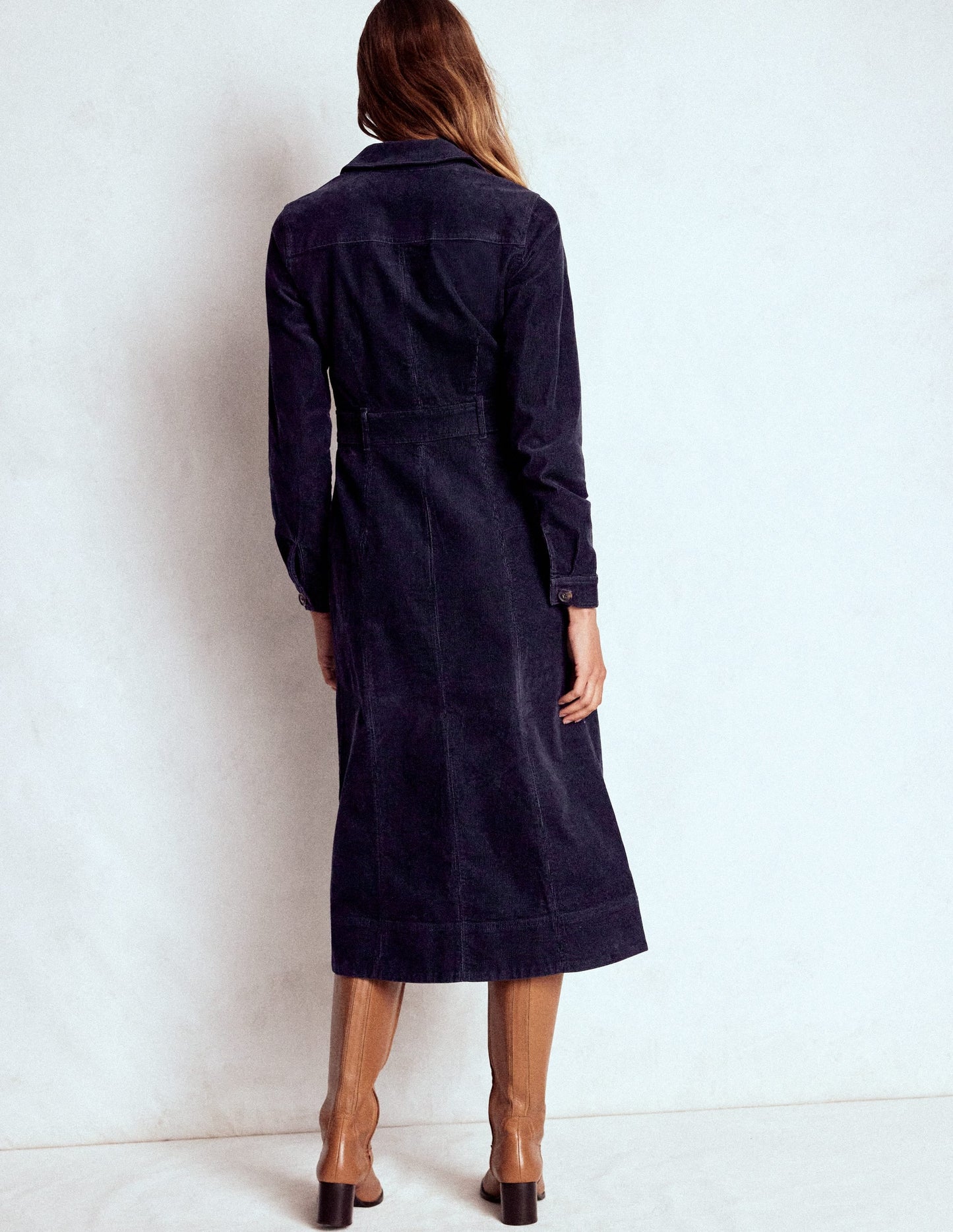 Amanda Cord Midi Dress-Navy