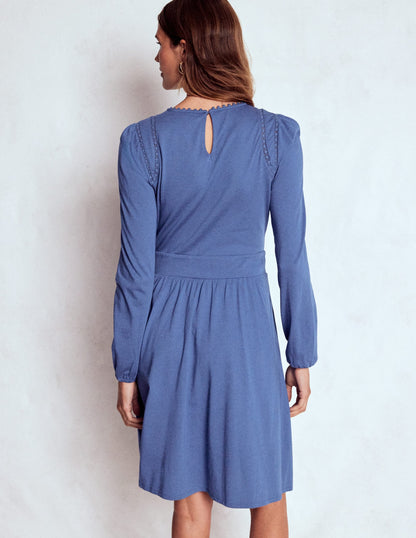 Mila Short Jersey Dress-Denim Blue