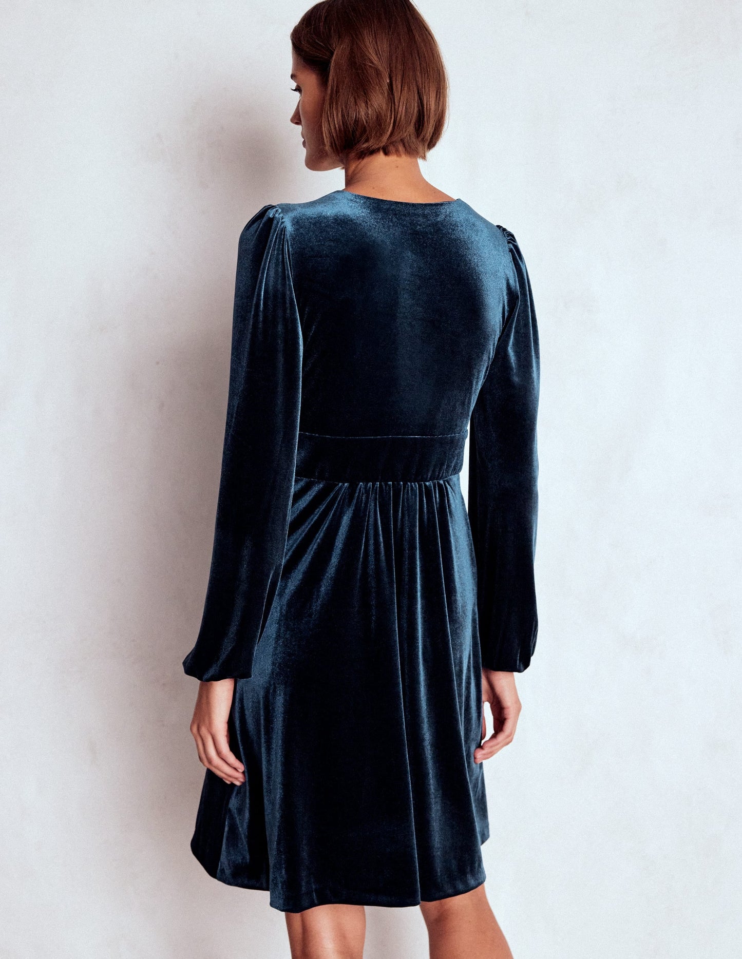 Jocelyn Short Velvet Dress-Midnight Ocean