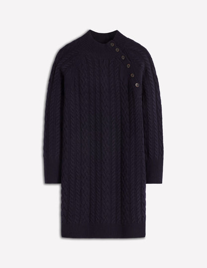 Amara Short Cable Dress-Navy