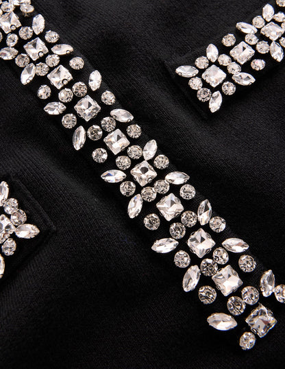 Embellished Knitted Dress-Black
