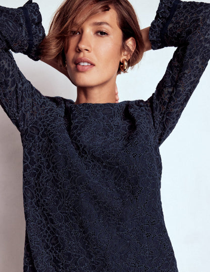 Lace Occasion Mini Dress-Navy