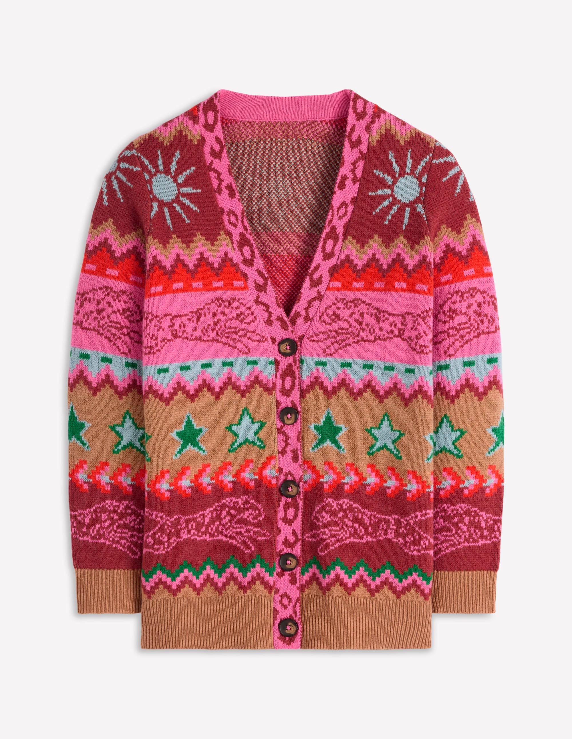 Quinn Boyfriend Cardigan-Camel, Cheetahs