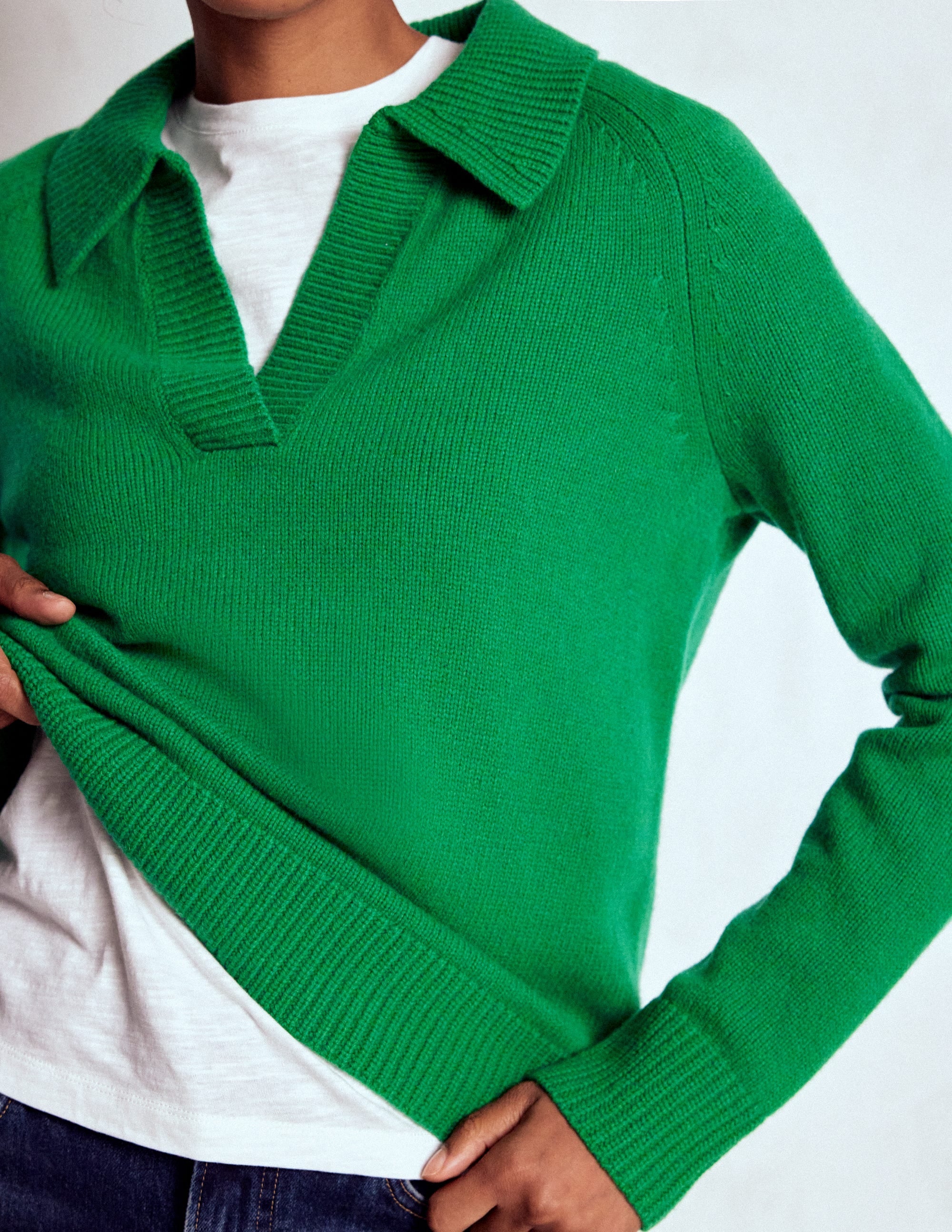 Marion Merino Henley Sweater-Rich Emerald