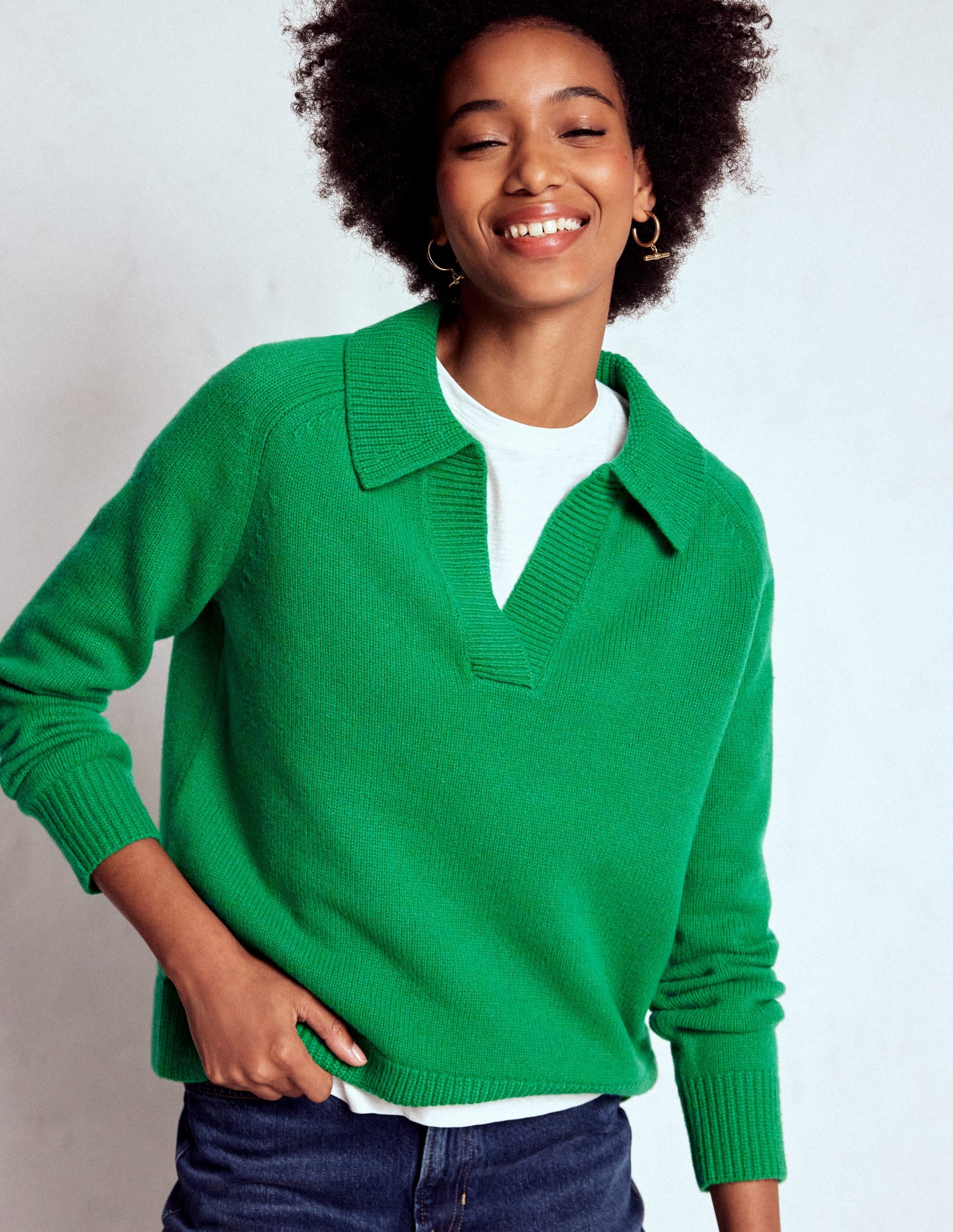 Marion Merino Henley Sweater-Rich Emerald