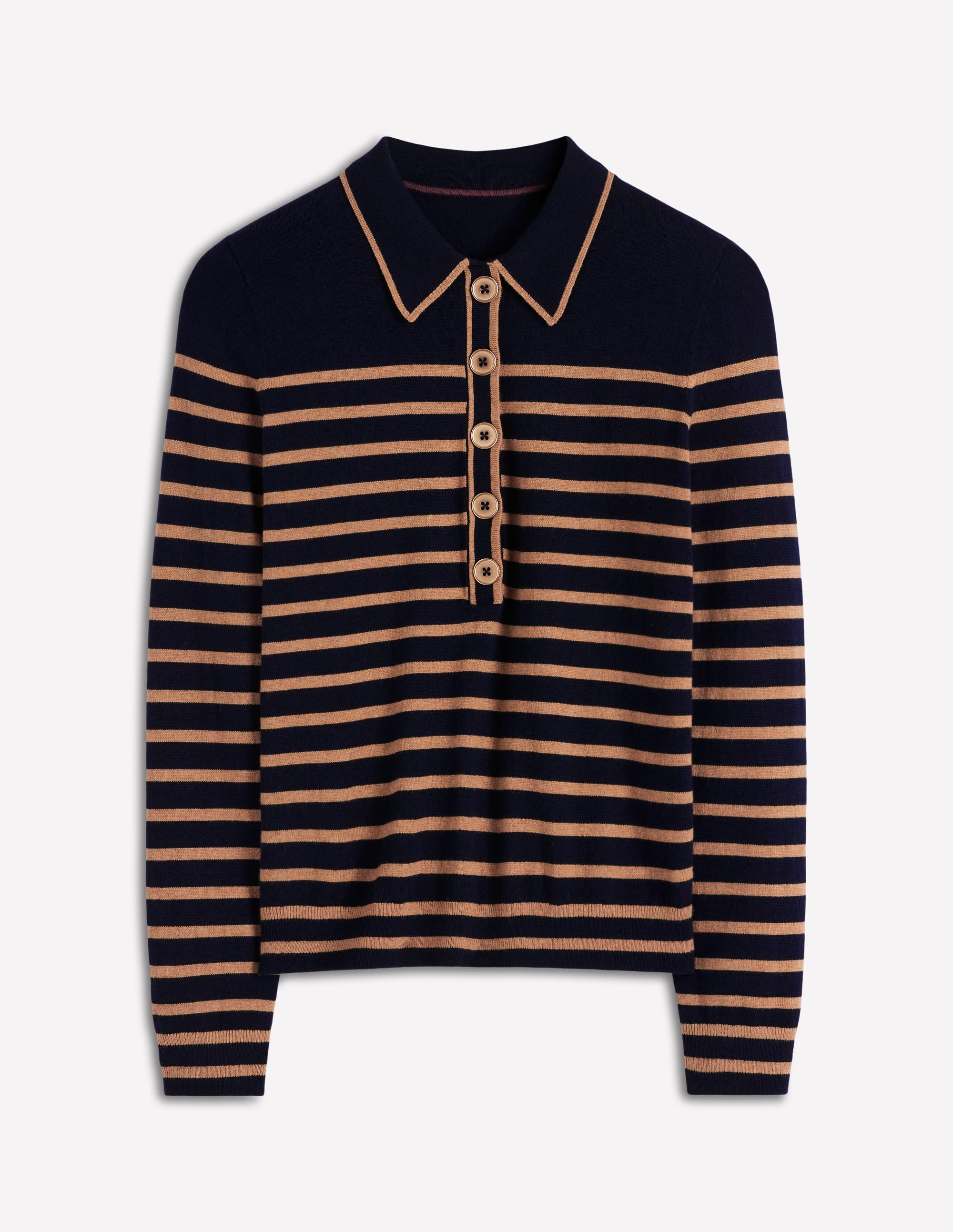 Liz Henley Sweater-Navy / Camel