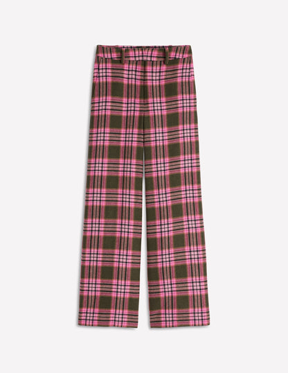 Belgravia Wool Blend Pants-Olive, Green and Pink Check