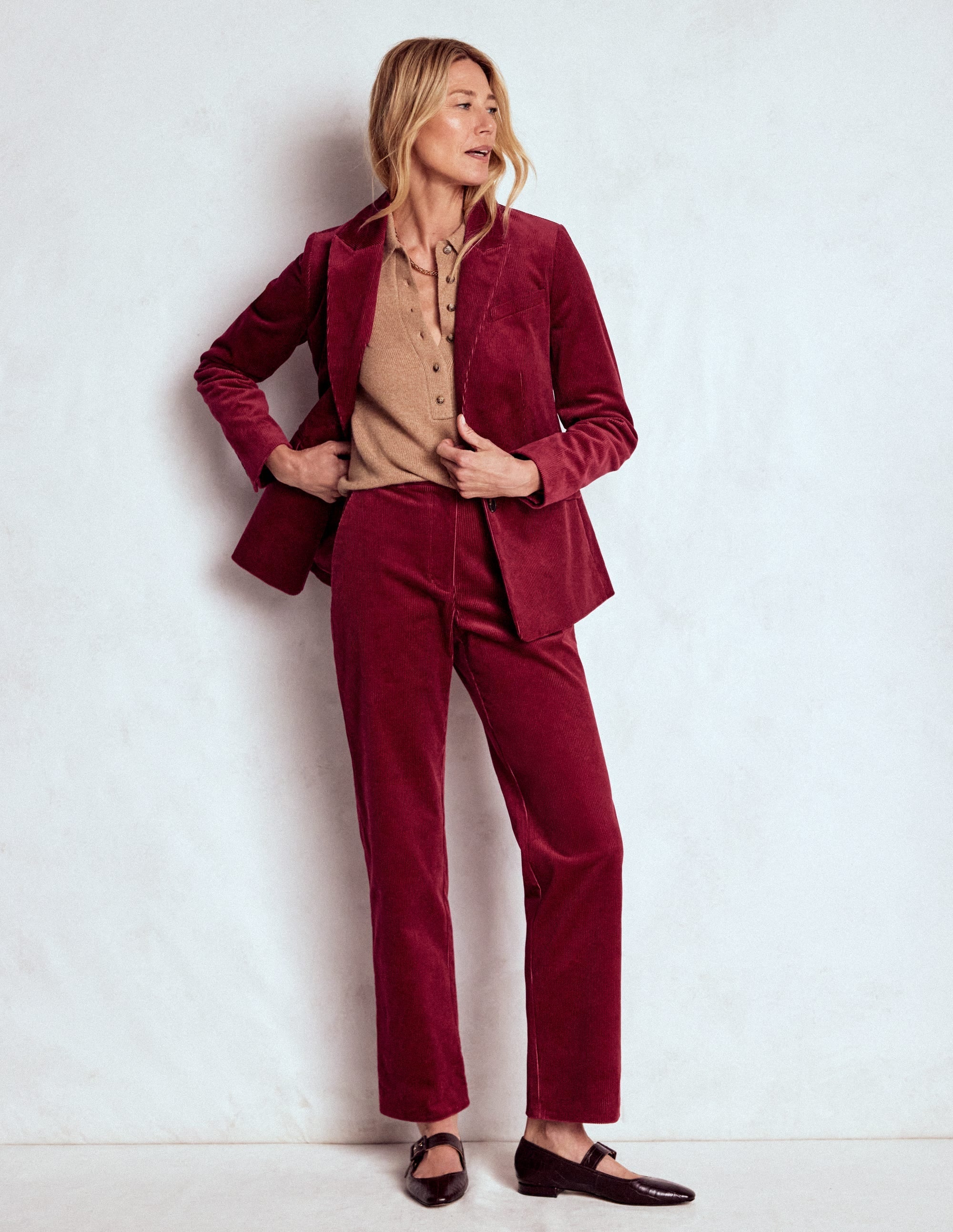 Canonbury Cord Pants-Burgundy Red