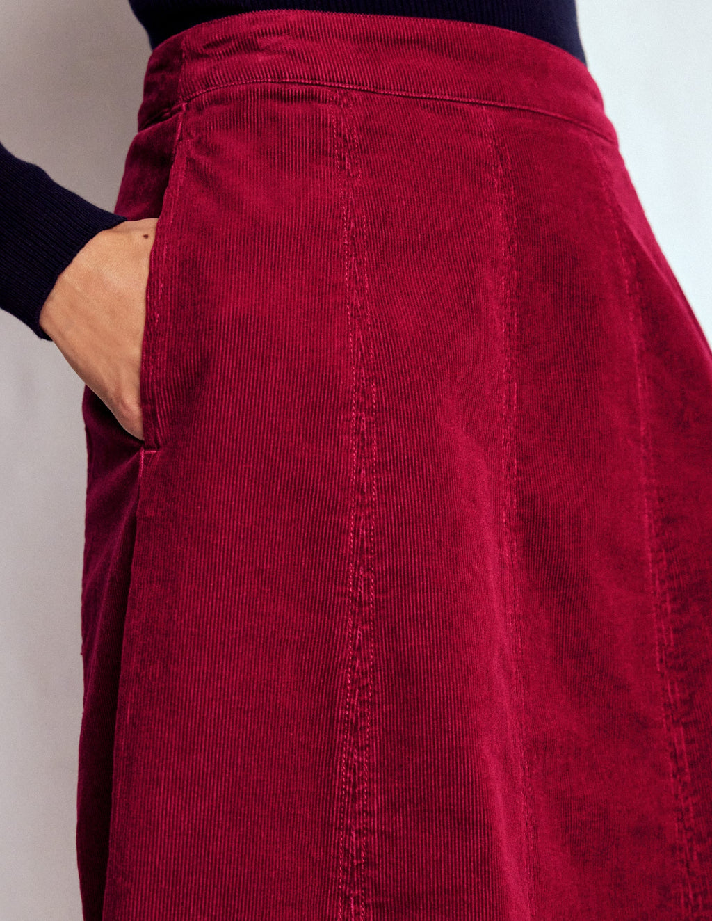 Joy Cord Midi Skirt-Burgundy Red