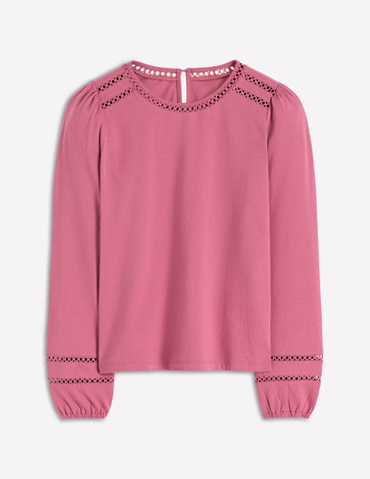 Flo Trim Detail Top-Pink Heather