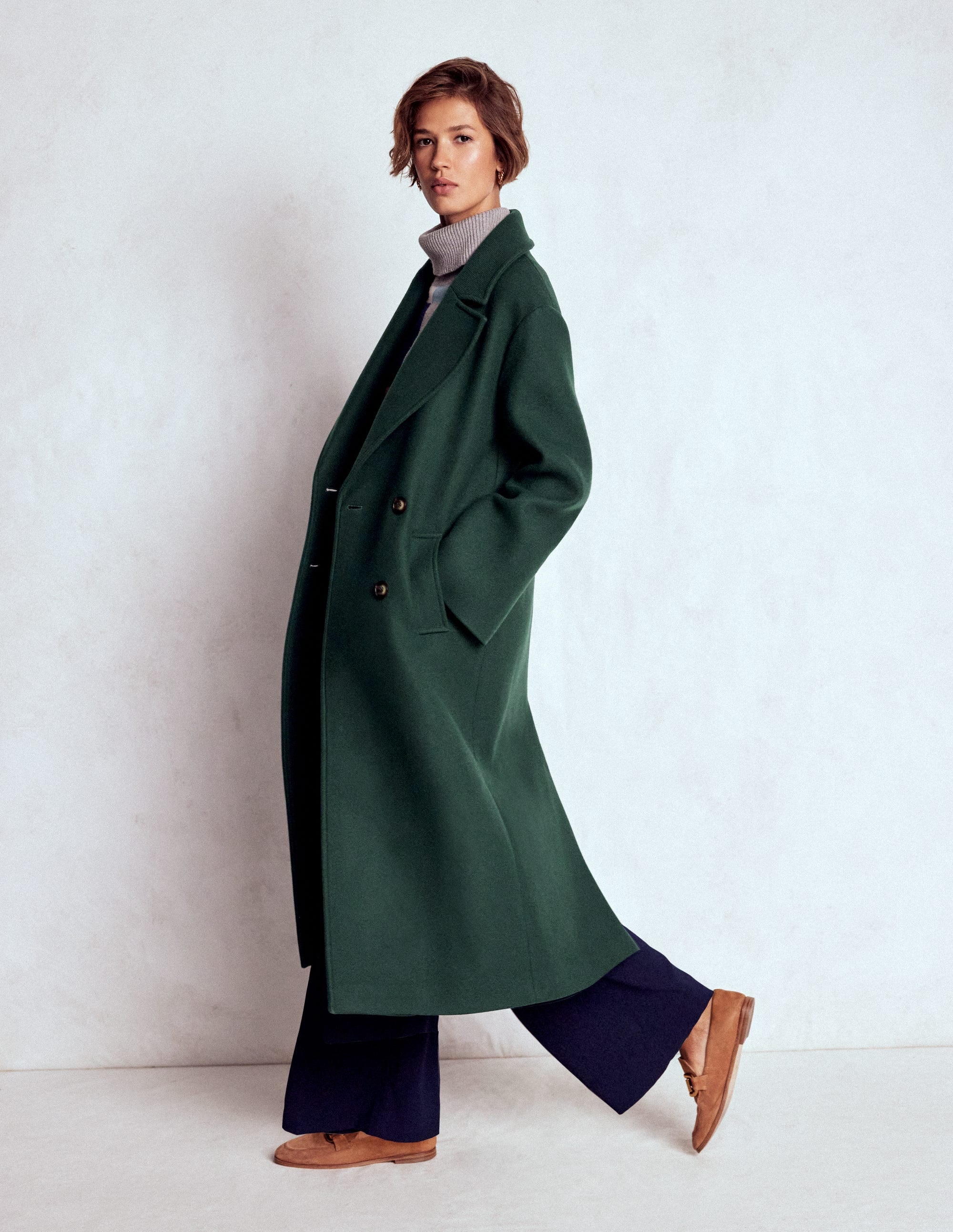 Cocoon Wool Coat-Emerald Night