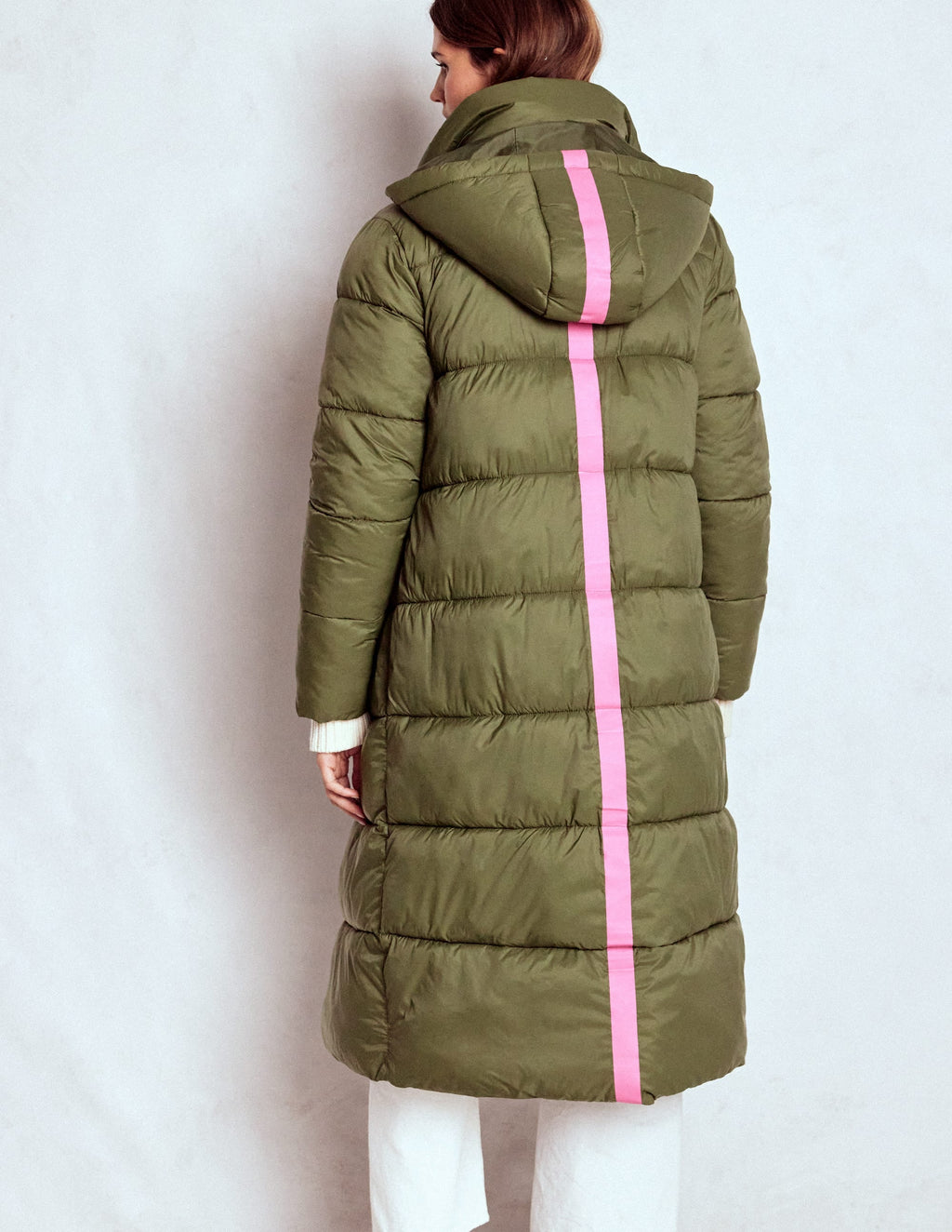 Longline Padded Coat-Woodland Green