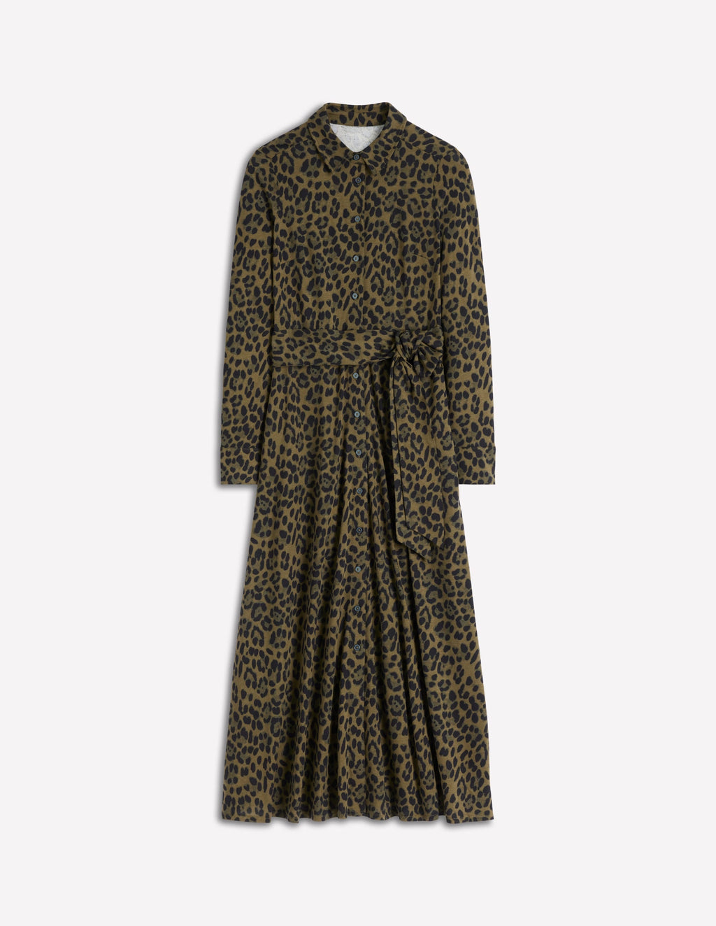 Marcia Jersey Shirt Dress-Military Olive, Brushed Animal