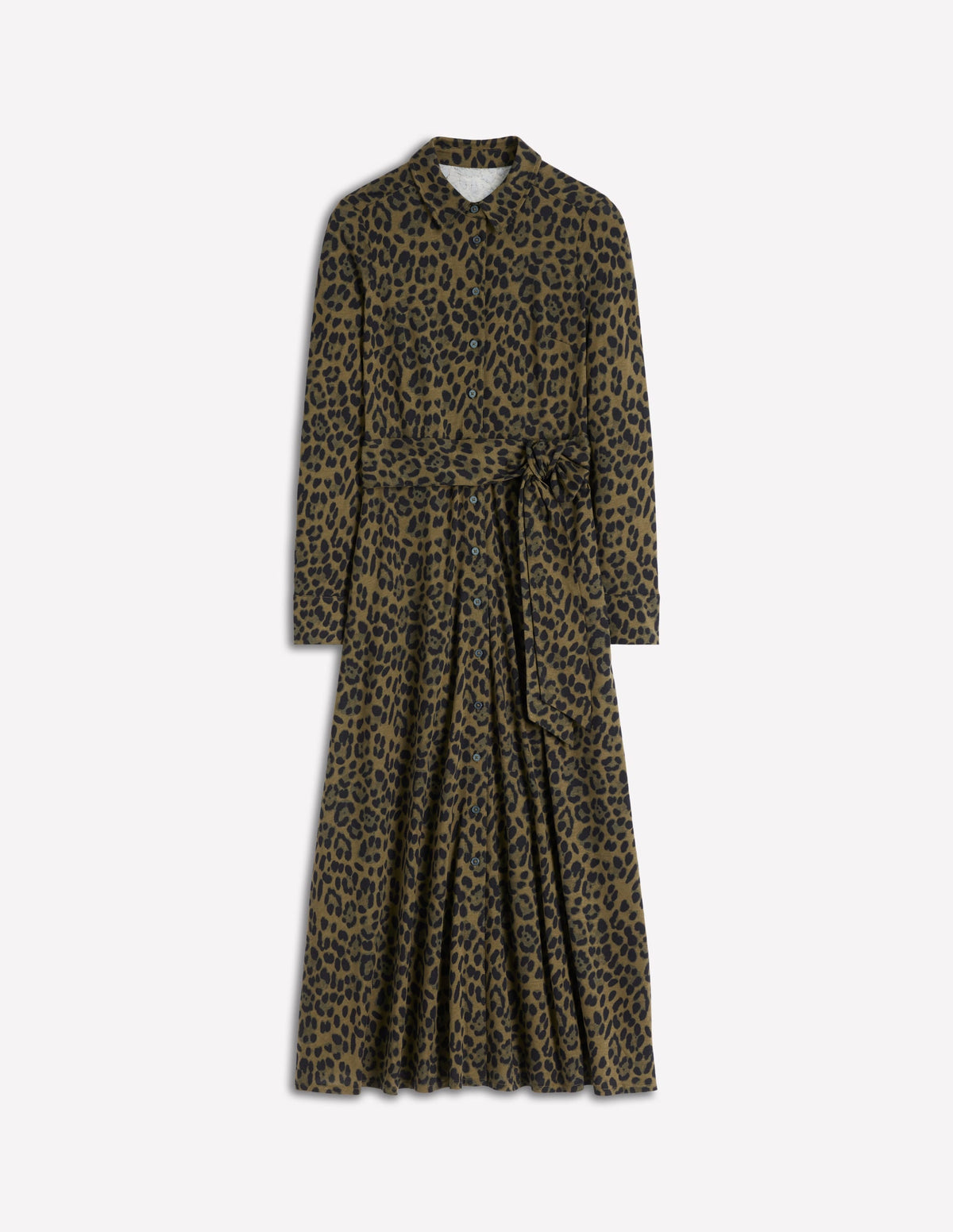 Marcia Jersey Shirt Dress-Military Olive, Brushed Animal