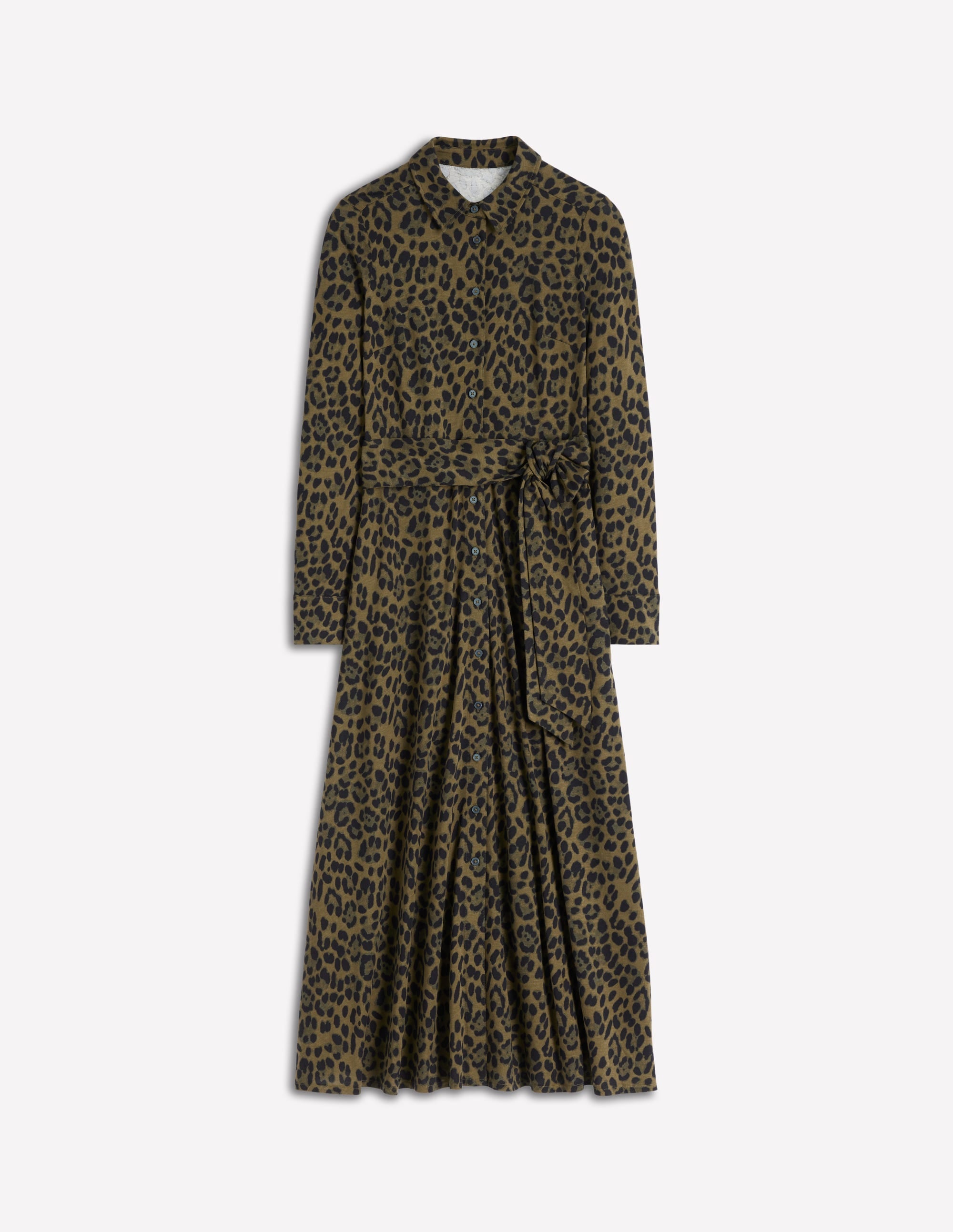 Marcia Jersey Shirt Dress-Military Olive, Brushed Animal