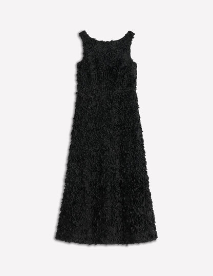 Scoop Back Fit and Flare Dress-Black