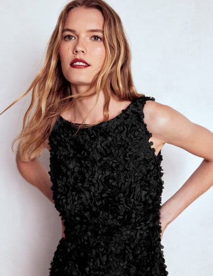 Scoop Back Fit and Flare Dress-Black