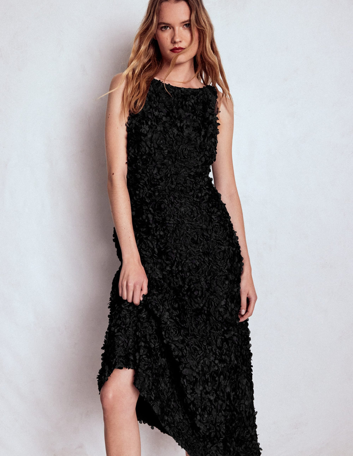 Scoop Back Fit and Flare Dress-Black