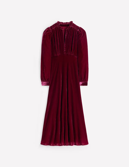 Cassie Velvet Tea Dress-Ruby Red