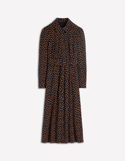 Anita Long Sleeve Shirt Dress-Black, Painted Dot