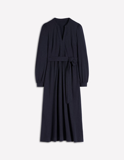 Naomi Long Sleeve Jersey Dress-Navy