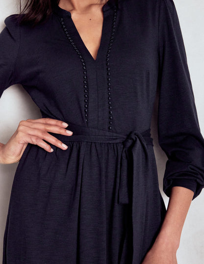 Naomi Long Sleeve Jersey Dress-Navy
