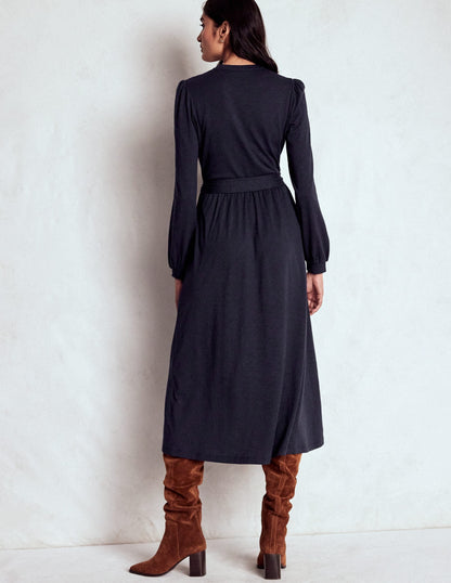 Naomi Long Sleeve Jersey Dress-Navy