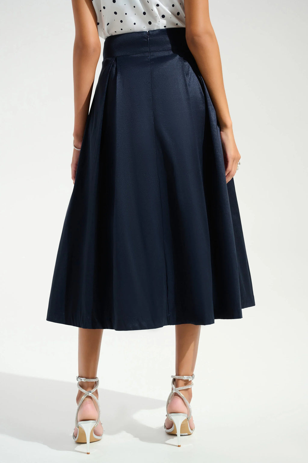 Joseph Ribkoff Stretch Taffeta Flared Skirt With Box Pleats