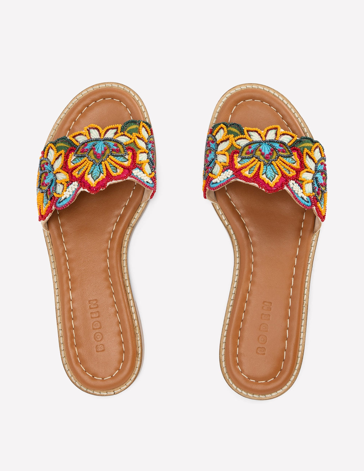 Beaded Flower Flat Sandal-Floral Multi Embroidery