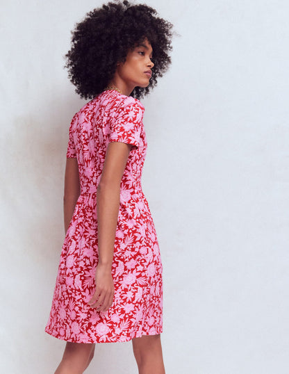 Naomi Short Sleeve Dress-Pomegranate, Tigers Paradise