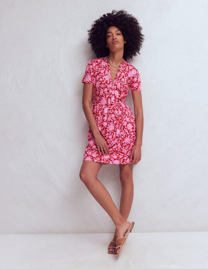 Naomi Short Sleeve Dress-Pomegranate, Tigers Paradise