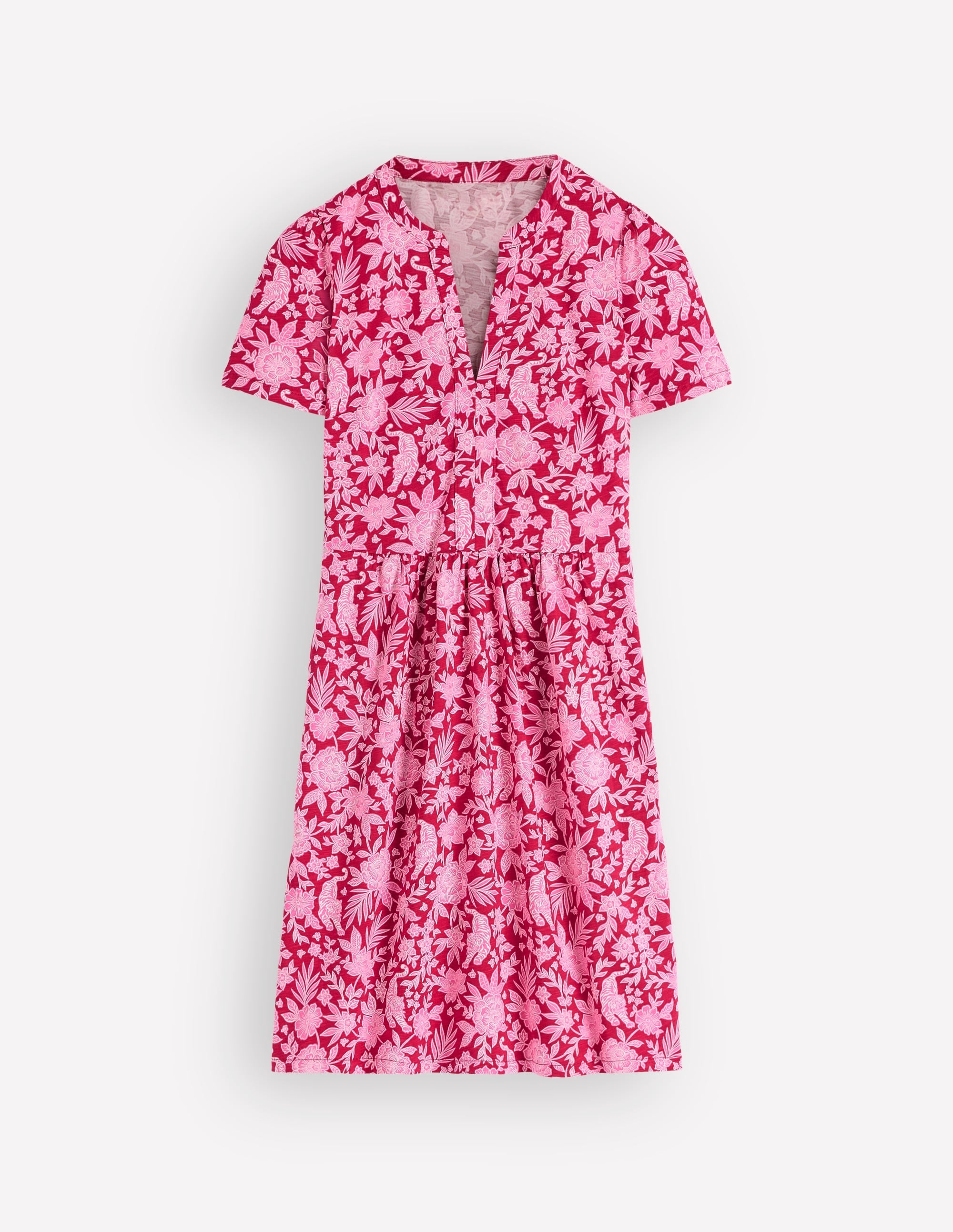 Naomi Short Sleeve Dress-Pomegranate, Tigers Paradise