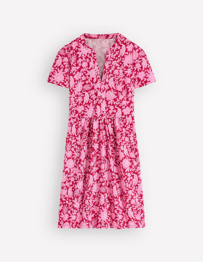Naomi Short Sleeve Dress-Pomegranate, Tigers Paradise