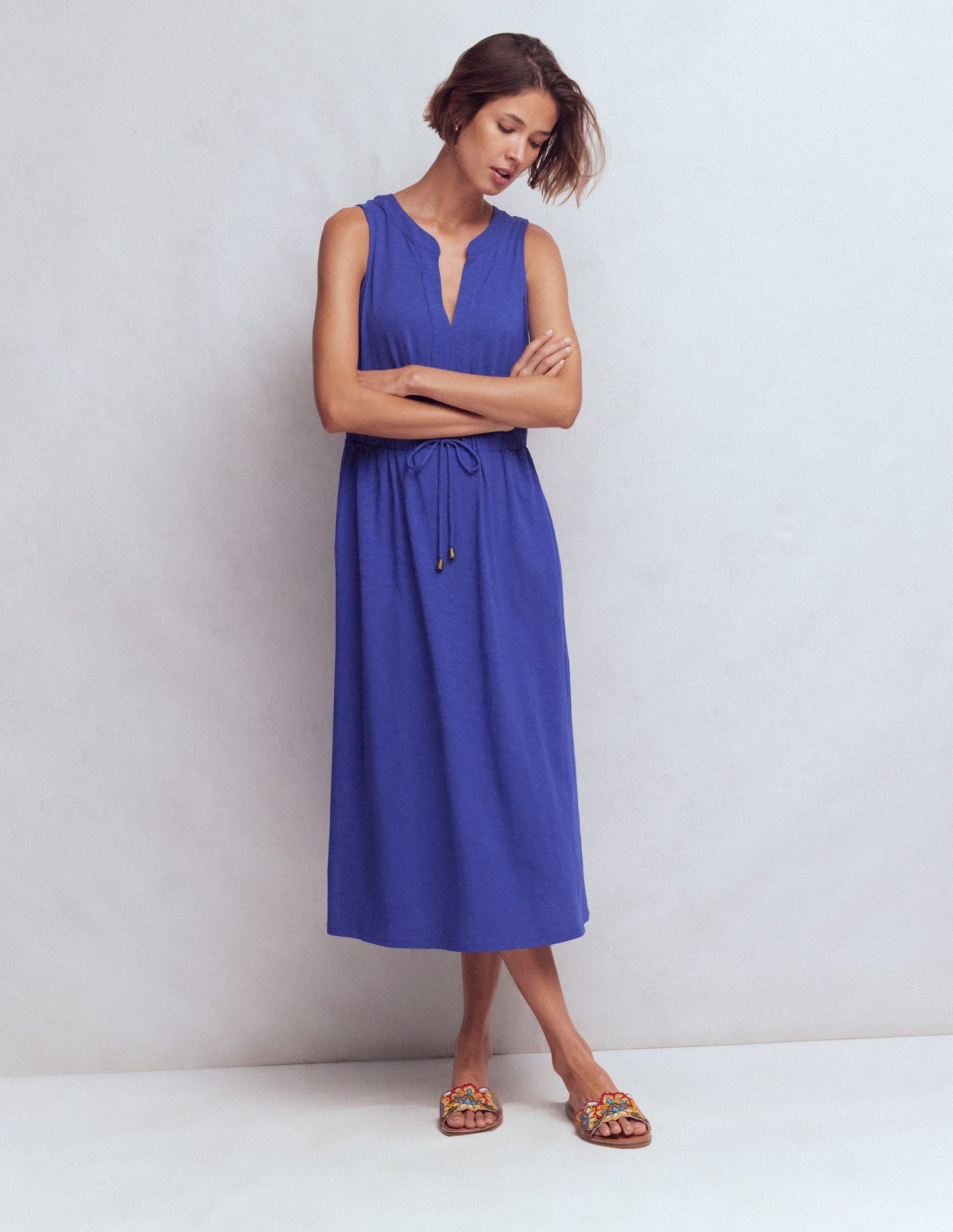 Delphine Midi Sleeveless Dress-Sapphire Blue