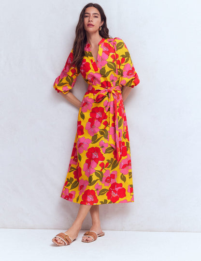 Octavia Cotton Dress-Yellow Radiant Bloom