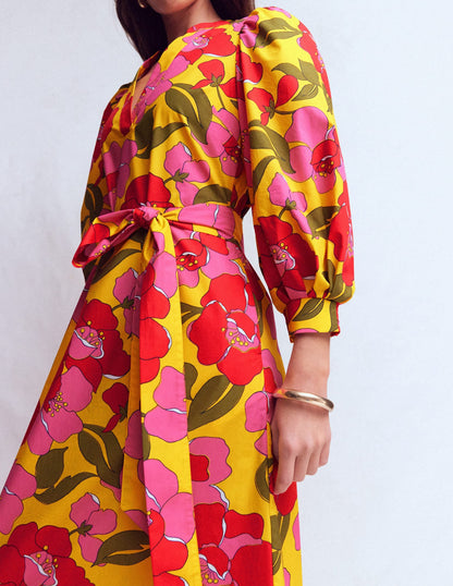Octavia Cotton Dress-Yellow Radiant Bloom