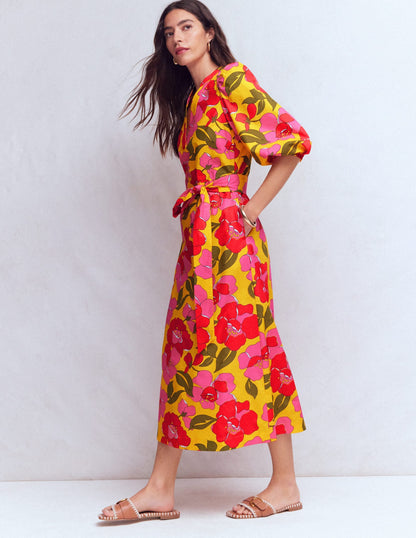 Octavia Cotton Dress-Yellow Radiant Bloom