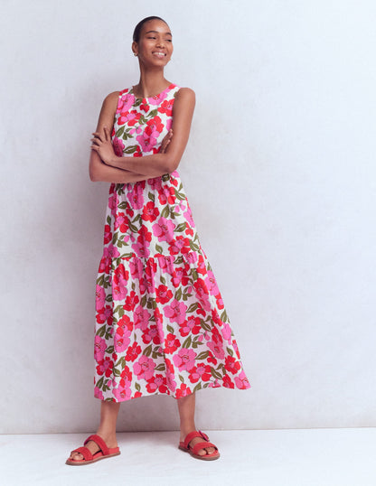 Sleeveless Poplin Dress-Pink Radiant Bloom