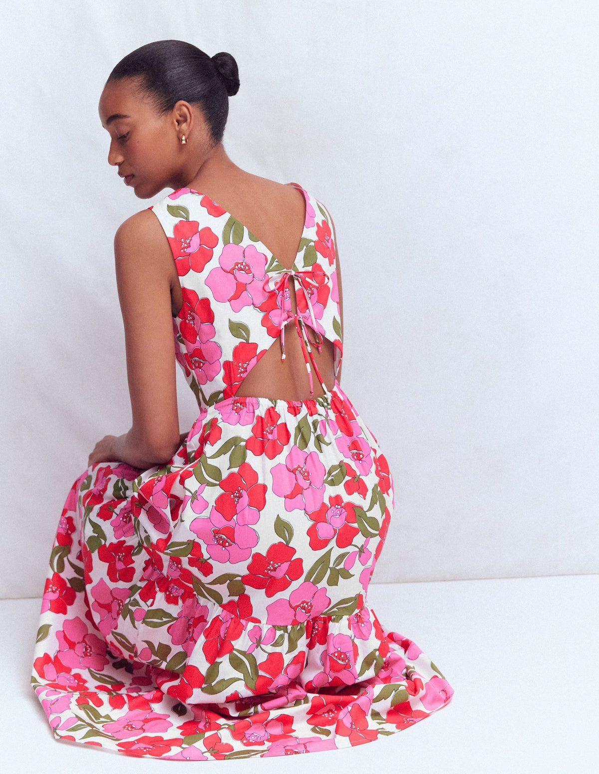 Sleeveless Poplin Dress-Pink Radiant Bloom
