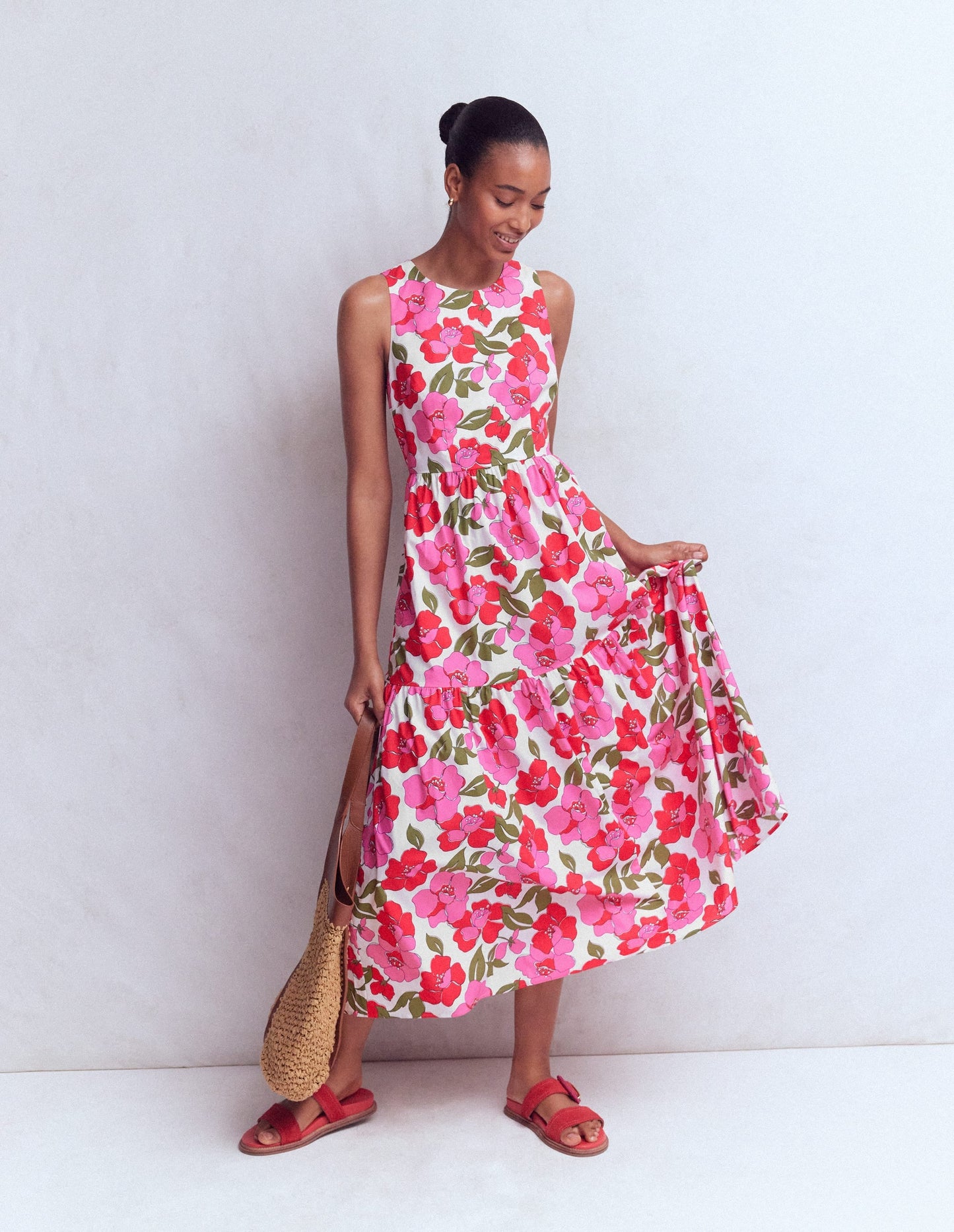 Sleeveless Poplin Dress-Pink Radiant Bloom