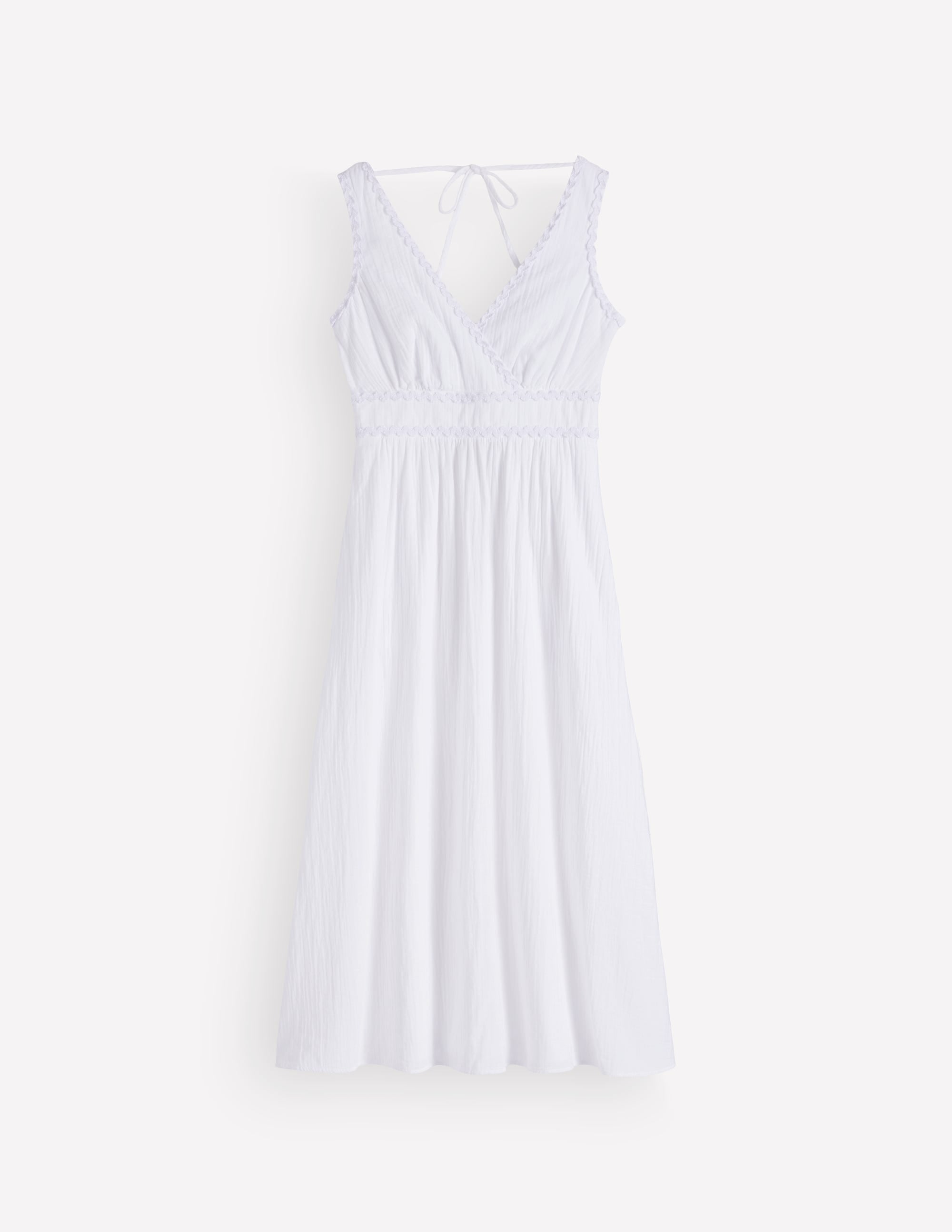 Lorna Trim Double Cloth Dress-White