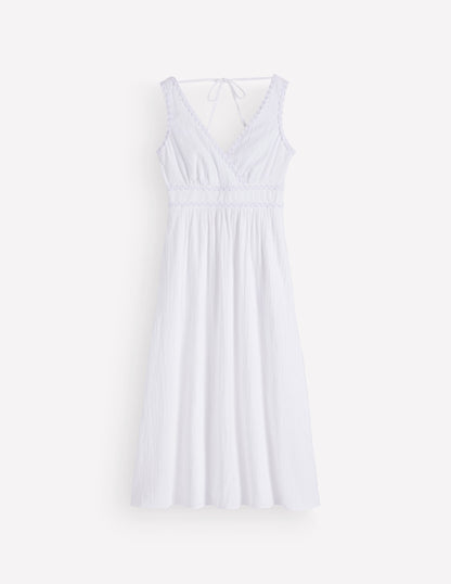 Lorna Trim Double Cloth Dress-White