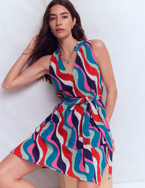 Viv Double Cloth Short Dress-Wiggle Print