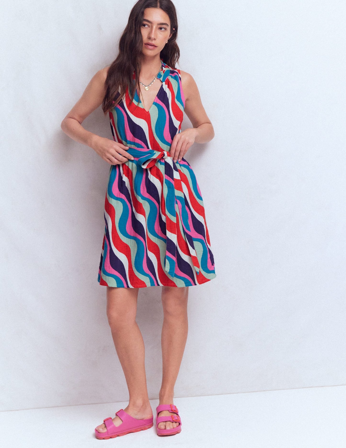 Viv Double Cloth Short Dress-Wiggle Print