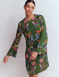 Flared Sleeve Shift Dress-Multi, Orchid Canopy