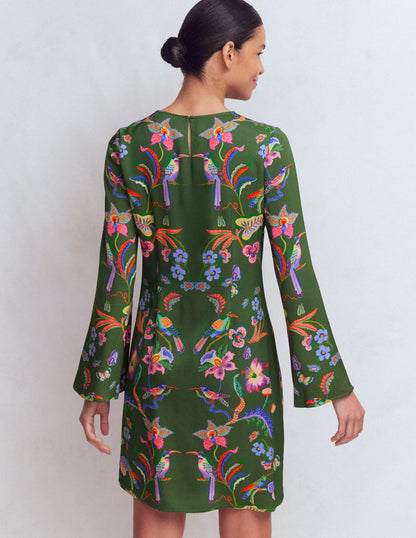 Flared Sleeve Shift Dress-Multi, Orchid Canopy