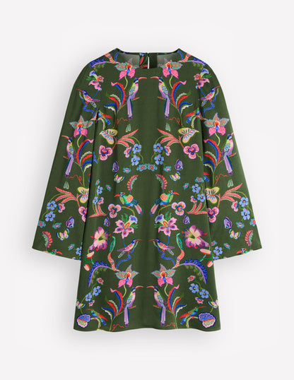 Flared Sleeve Shift Dress-Multi, Orchid Canopy