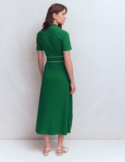 Etta Piping Trim Ponte Dress-Fresh Green